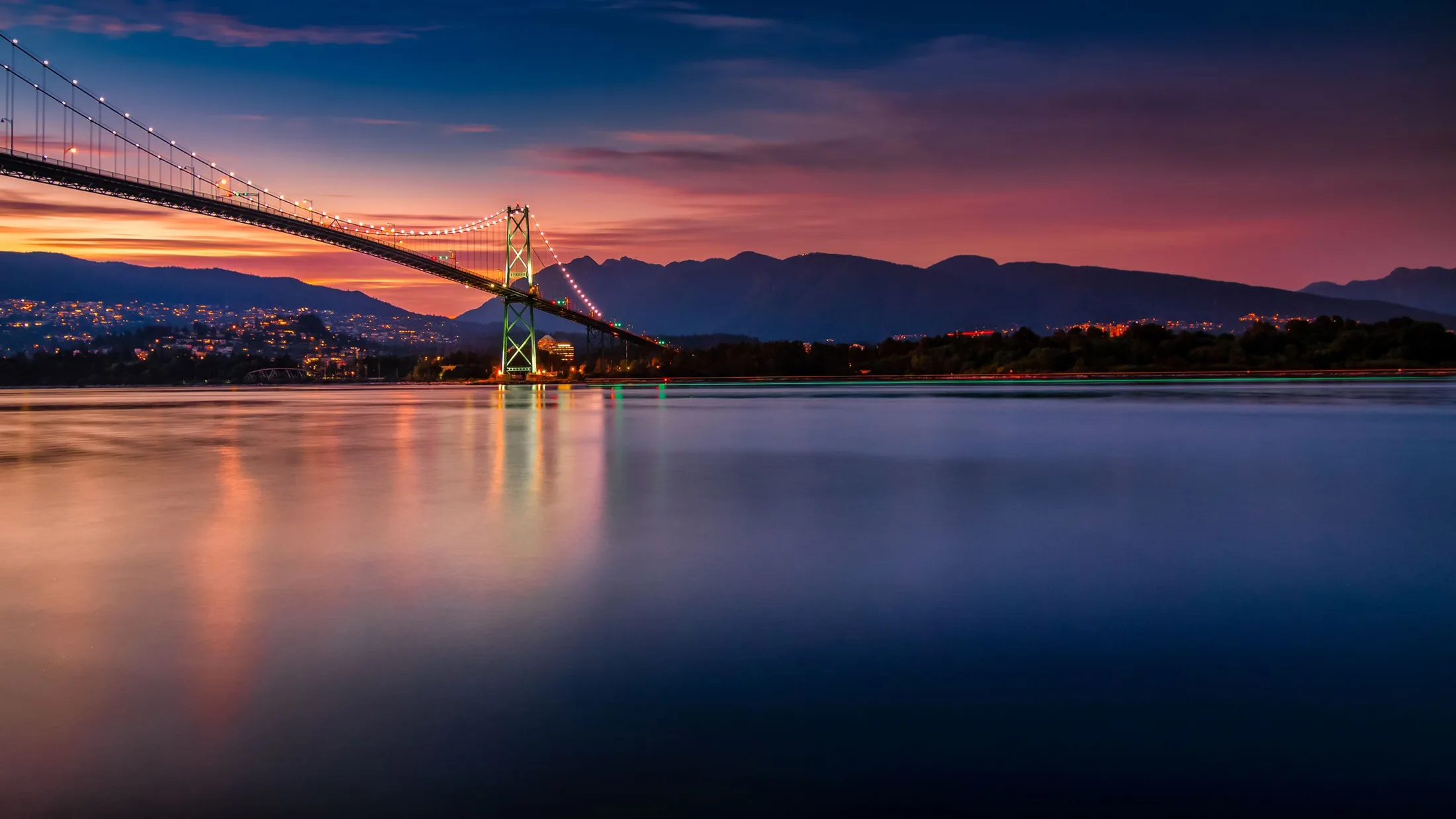 Lions Gate Bridge at sunset, Vancouver
